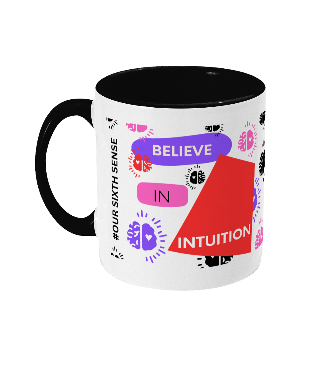 Believe in Intuition Two Tone Mug - Red/Purple Design with No Background (Various Handle and Inner Colours Available)