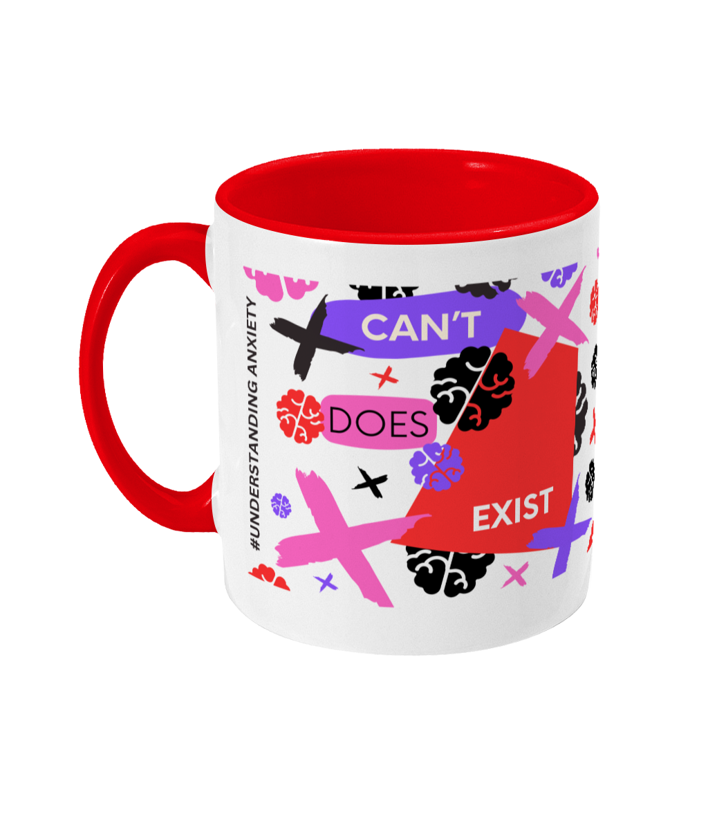 Can’t Does Exist Two Tone Mug - Red/Purple Design with No Background (Various Handle and Inner Colours Available)