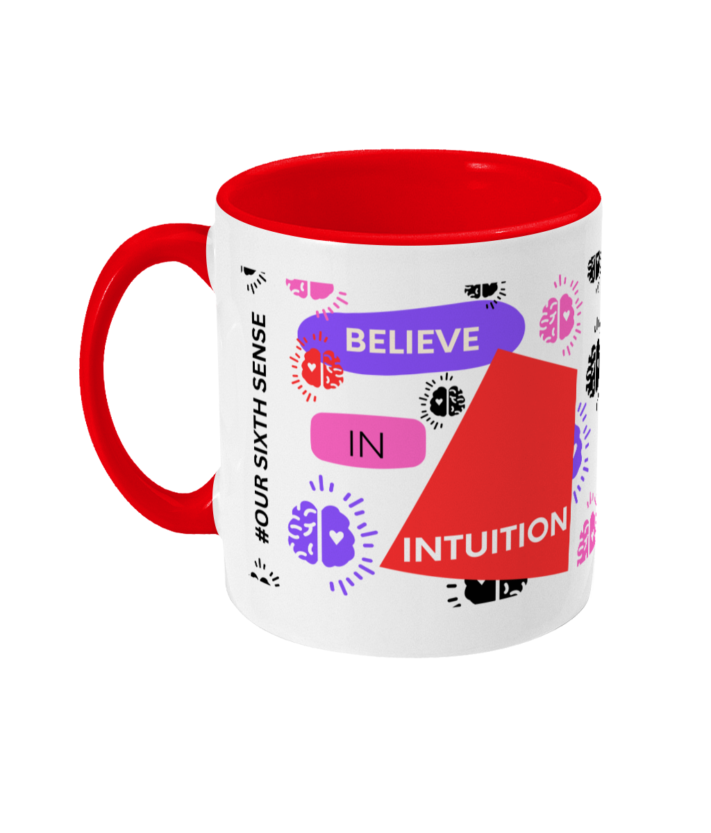 Believe in Intuition Two Tone Mug - Red/Purple Design with No Background (Various Handle and Inner Colours Available)