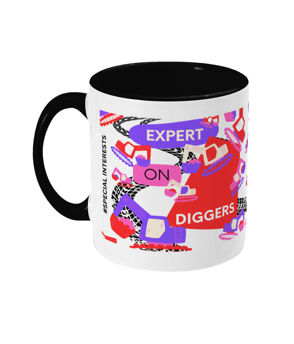 Expert On Diggers Two Tone Mug - Red/Purple with No Background (Various Handle and Inner Colours Available)