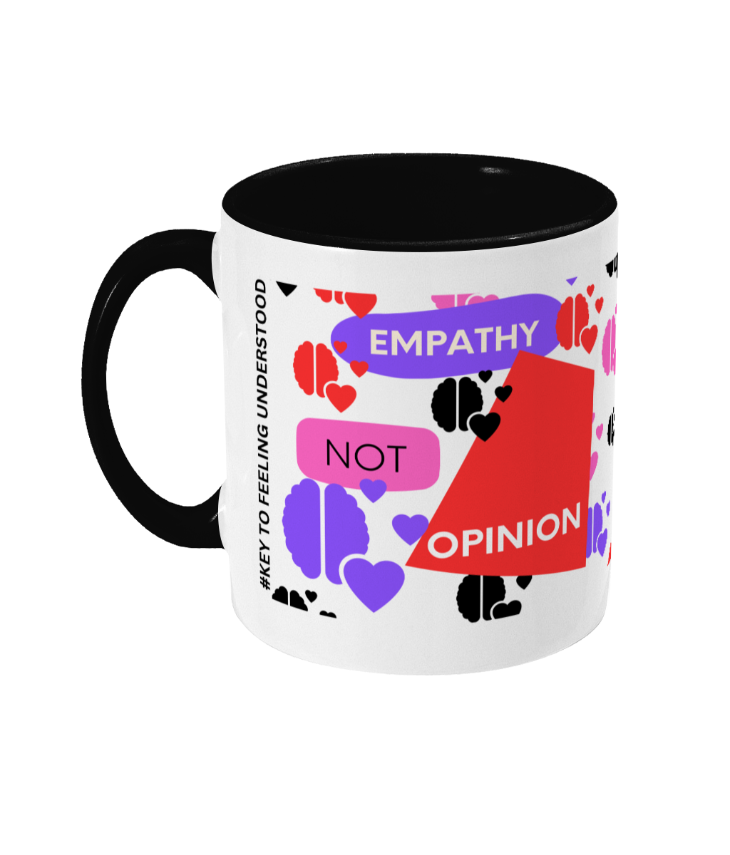 Empathy Not Opinion Two Tone Mug - Red/Purple Design with No Background (Various Handle and Inner Colours Available)