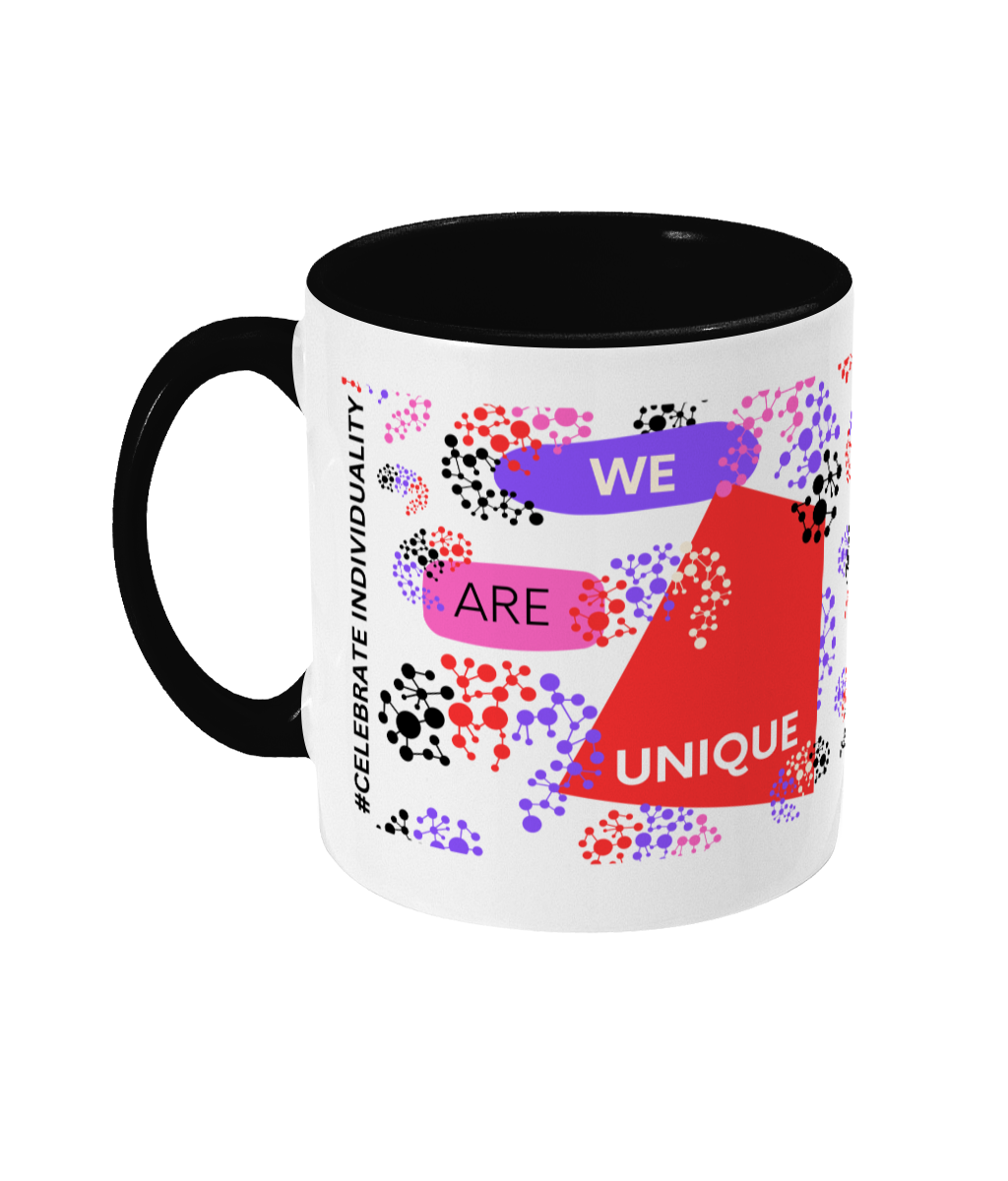 We Are Unique Two Tone Mug - Red/Purple Design with No Background (Various Handle and Inner Colours Available)