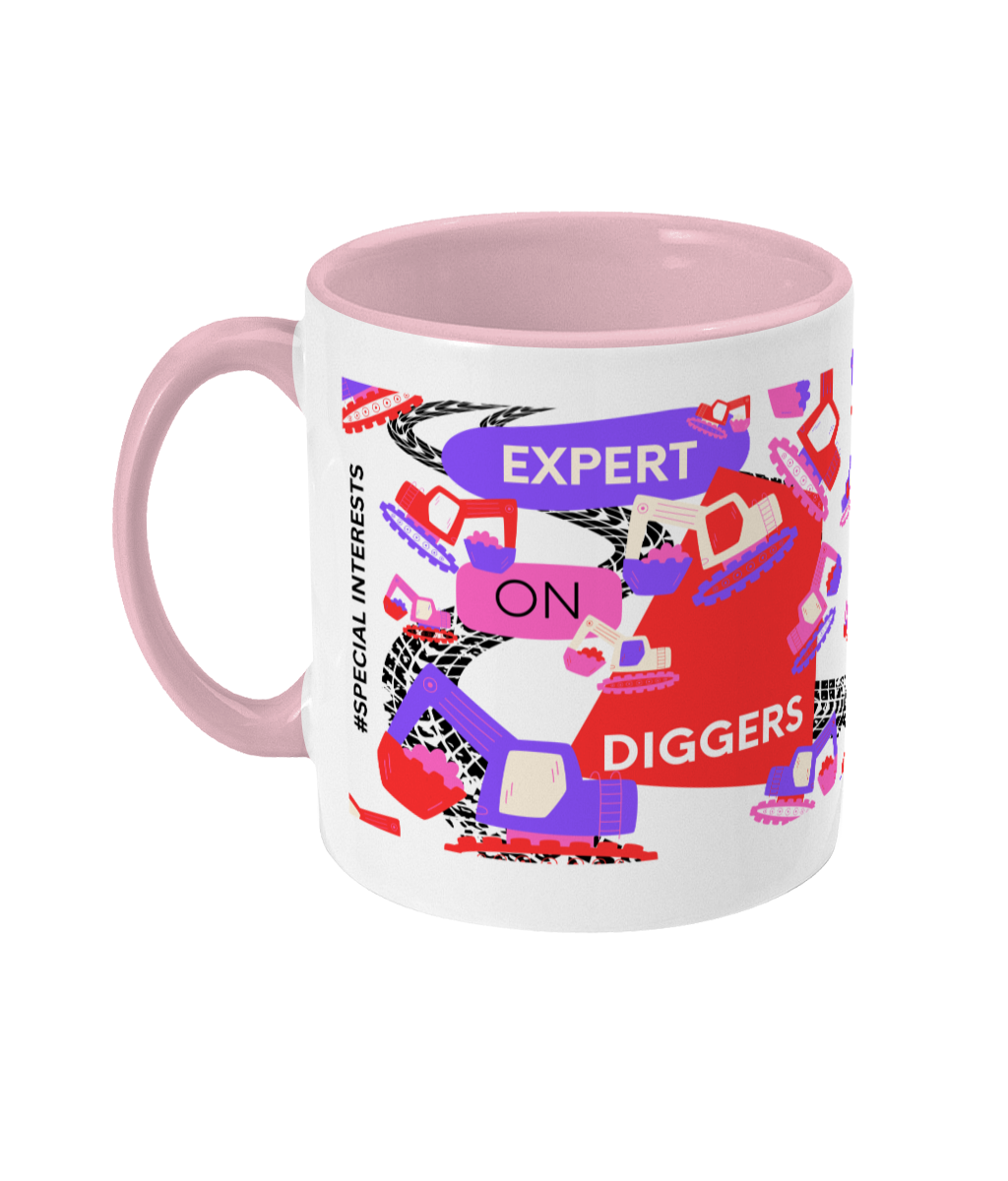 Expert On Diggers Two Tone Mug - Red/Purple with No Background (Various Handle and Inner Colours Available)