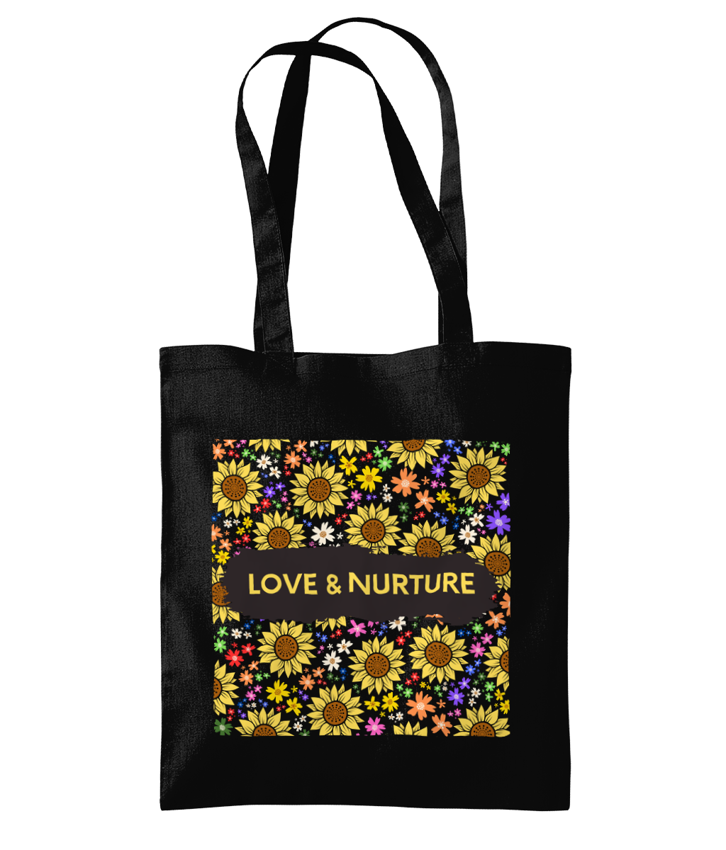 Love and Nurture Black Tote Bag