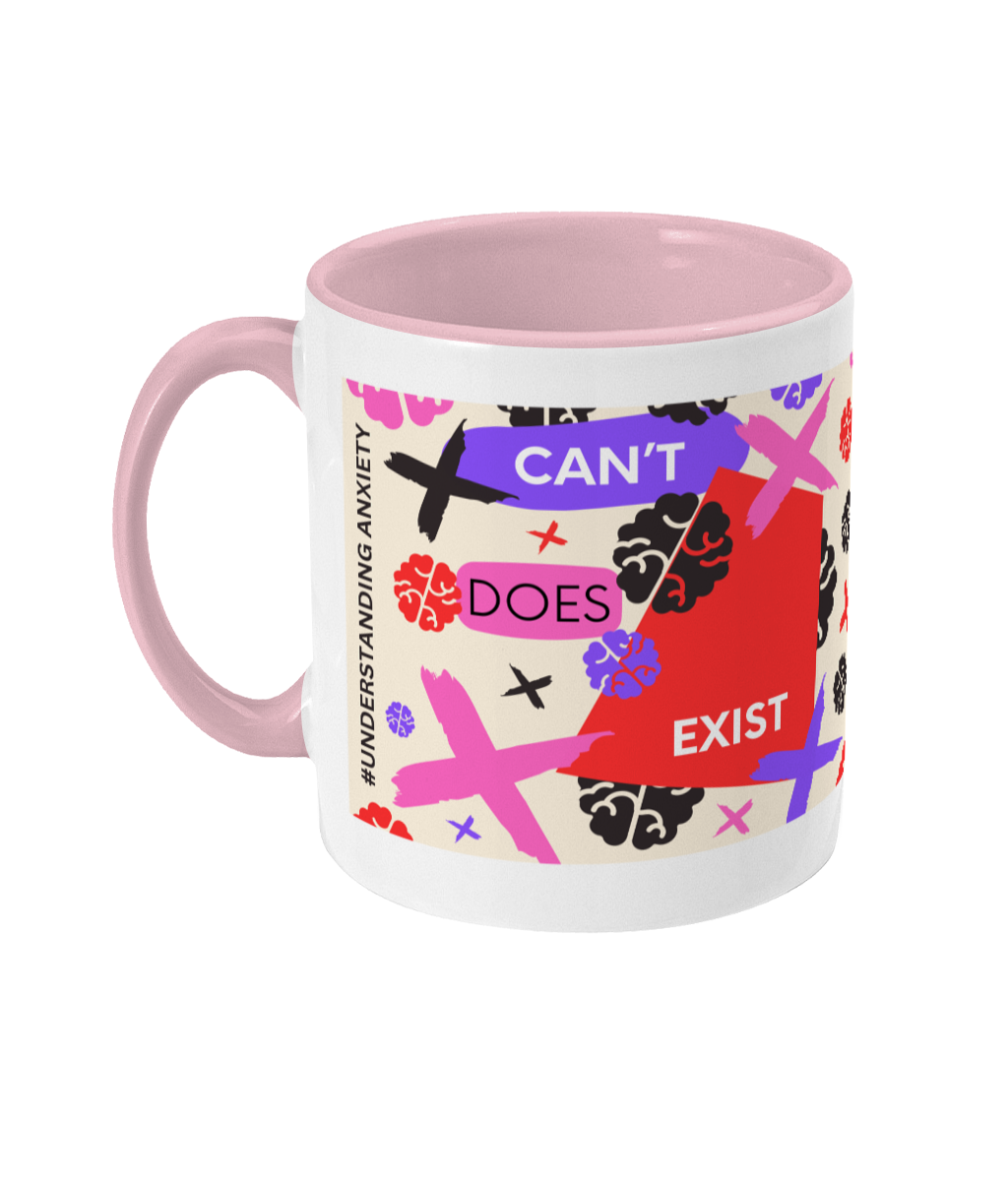 Can’t Does Exist Two Tone Mug - Red/Purple Design with Pink Background