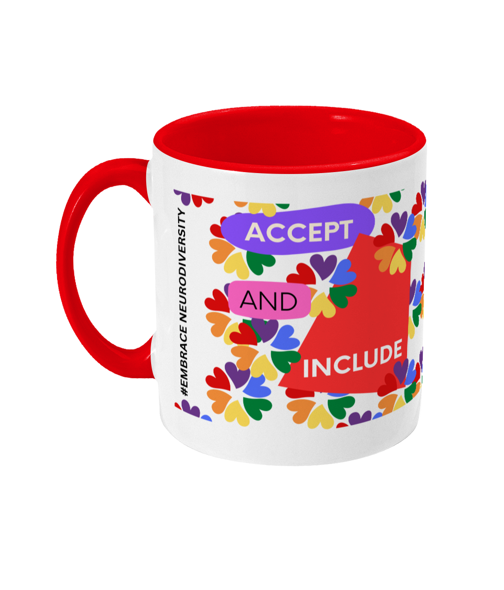 Accept and lnclude Two Tone Mug - Red/Purple Design with No Background