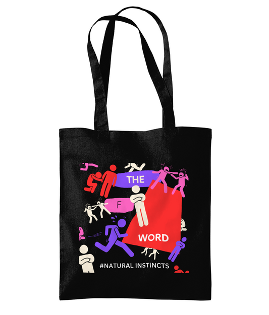 The F Word Black Tote Bag - Red/Purple Design