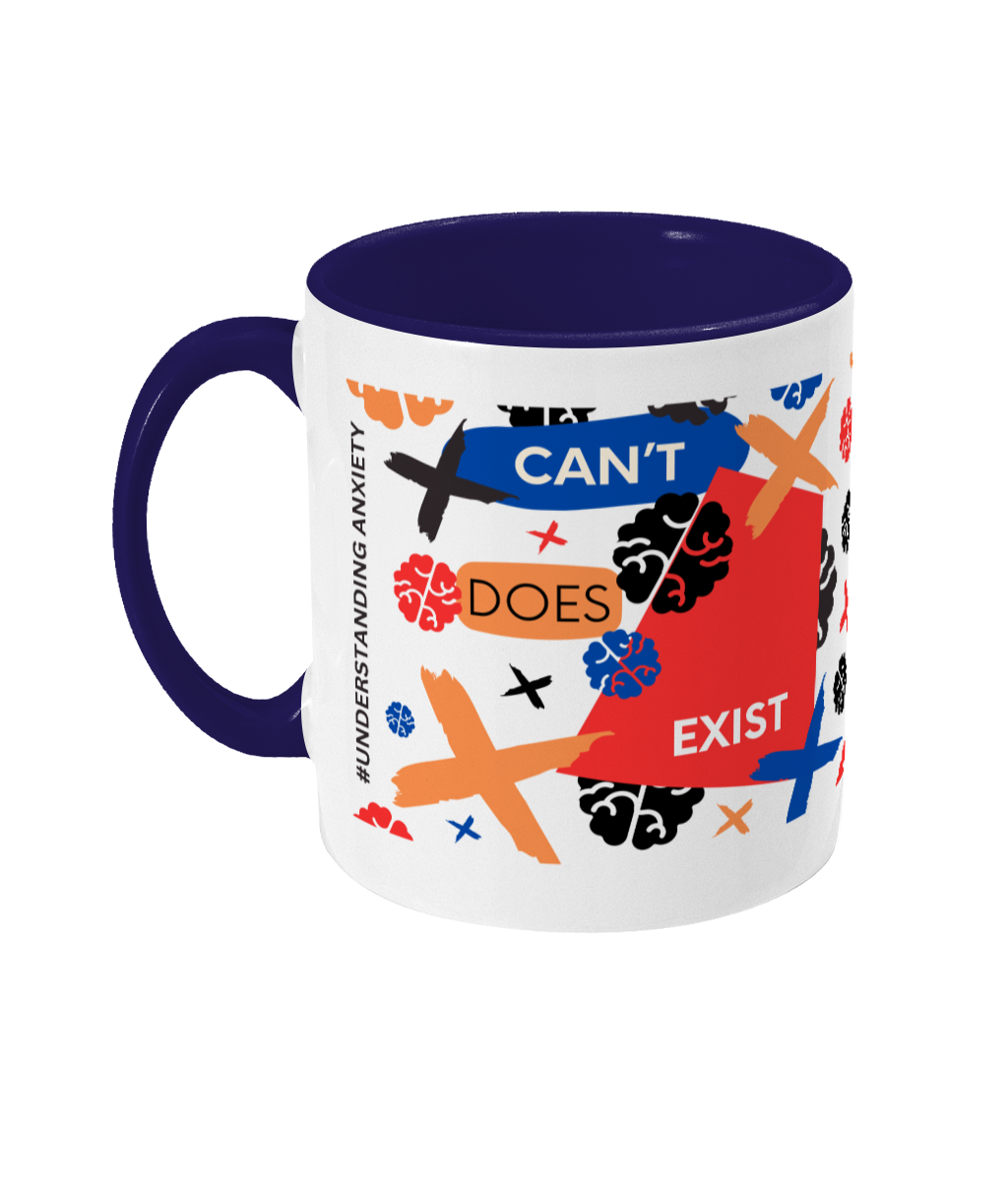 Can’t Does Exist Two Tone Mug - Red/Blue Design with No Background (Various Handle and Inner Colours Available)