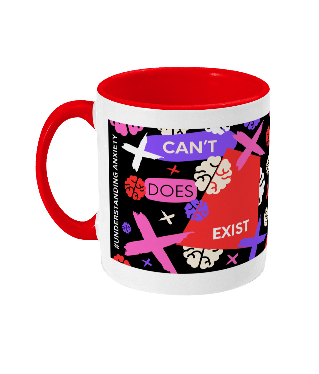 Can’t Does Exist Two Tone Mug - Red/Purple Design with Black Background (Various Handle and Inner Colours Available)