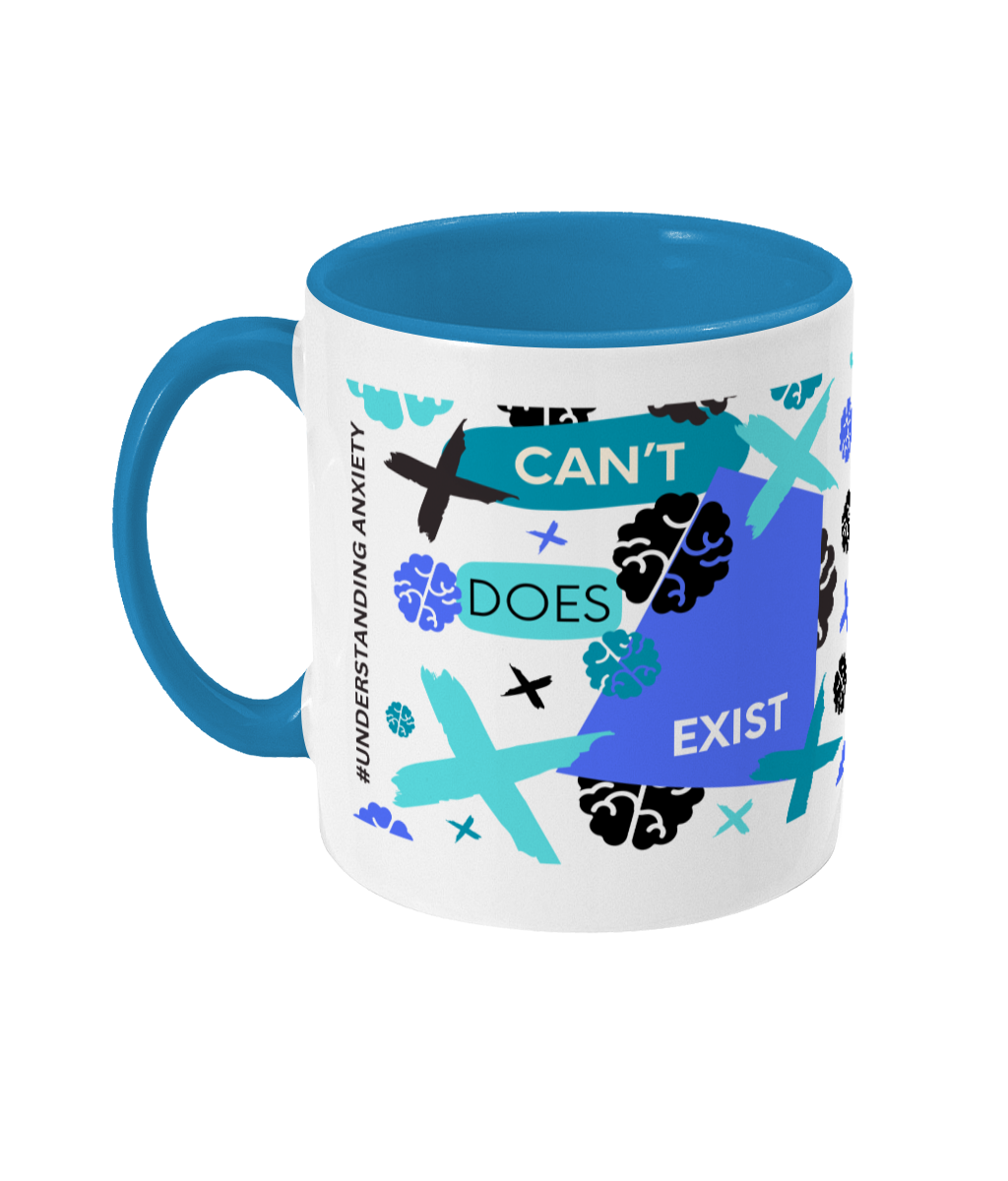 Can’t Does Exist Two Tone Mug - Blue/Teal Design and No Background (Various Handle and Inner Colours Available)