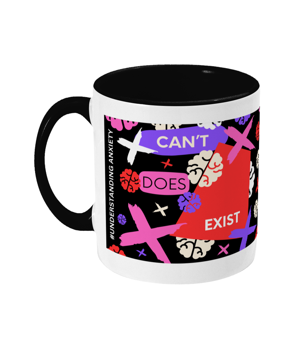 Can’t Does Exist Two Tone Mug - Red/Purple Design with Black Background (Various Handle and Inner Colours Available)