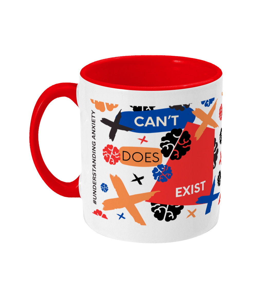 Can’t Does Exist Two Tone Mug - Red/Blue Design with No Background (Various Handle and Inner Colours Available)